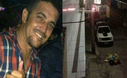 Homem foi morto quando saia de casa, em Camaçari (Foto: Bahia no Ar) 