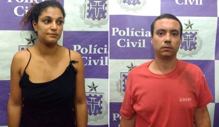 Mulher e namorado foram presos após crime (Foto: Polícia Civil/Divulgação) 