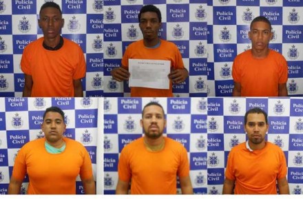 Edílson, Daniel, Danilo, Thiago, Diego e César foram presos preventivamente (Foto: Divulgação/ SSP-BA) 